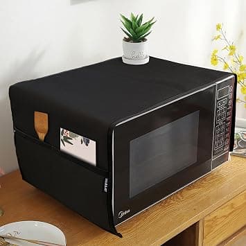 NABAAT Microwave Oven Cover for Kitchen Decor Durable Dustproof Waterproof Modern Design with 4 Side Pockets for Kitchen Accessories - Black (100 x 35cm) - Amazon.ae Price Tracker