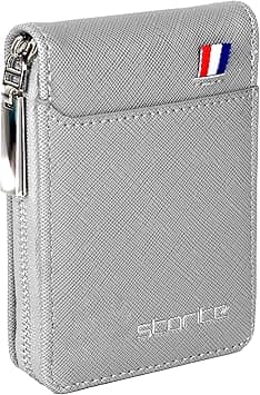 Storite PU Leather 9 Slot Vertical Credit Debit Card Holder Money Wallet Zipper Coin Purse for Men Women - Silvergrey (11.5 x 2 x 8 cm) on Amazon.ae - Price Tracker