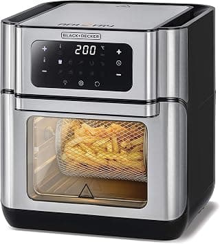 BLACK+DECKER 12L Air Fryer Oven, 1500W with Rapid Air Convection Technology, Digital Temperature Control, 90-Minute Timer, 10 Pre-Set Modes, Family-Sized Capacity, Oil-Free Cooking, Sliver - AOF100-B5 on Amazon.ae - Price Tracker
