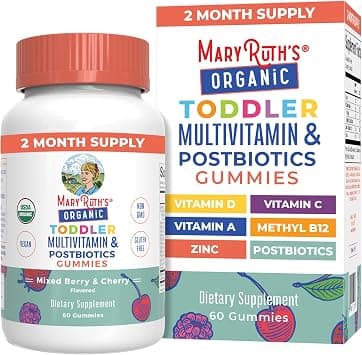 MaryRuth Organics Toddler Multivitamin Gummies + Postbiotics | USDA | Kids Multivitamin + Postbiotics for Ages 2+ | Multivitamin for Kids with Lactobacillus Rhamnosus | Vegan | Non-GMO | 60 Count على Amazon.ae - متتبع الأسعار