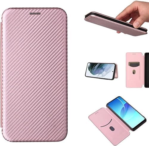 ESONG Carbon Fibre Phone Case for Motorola Moto G77 5G/Moto G67 5G/Moto G87, with Magnetic Closure and ID Card Holder Slot case,Scratch-Resistant Carbon Fibre PC + Shockproof TPU + Free Stand - Pink على Amazon.ae - متتبع الأسعار