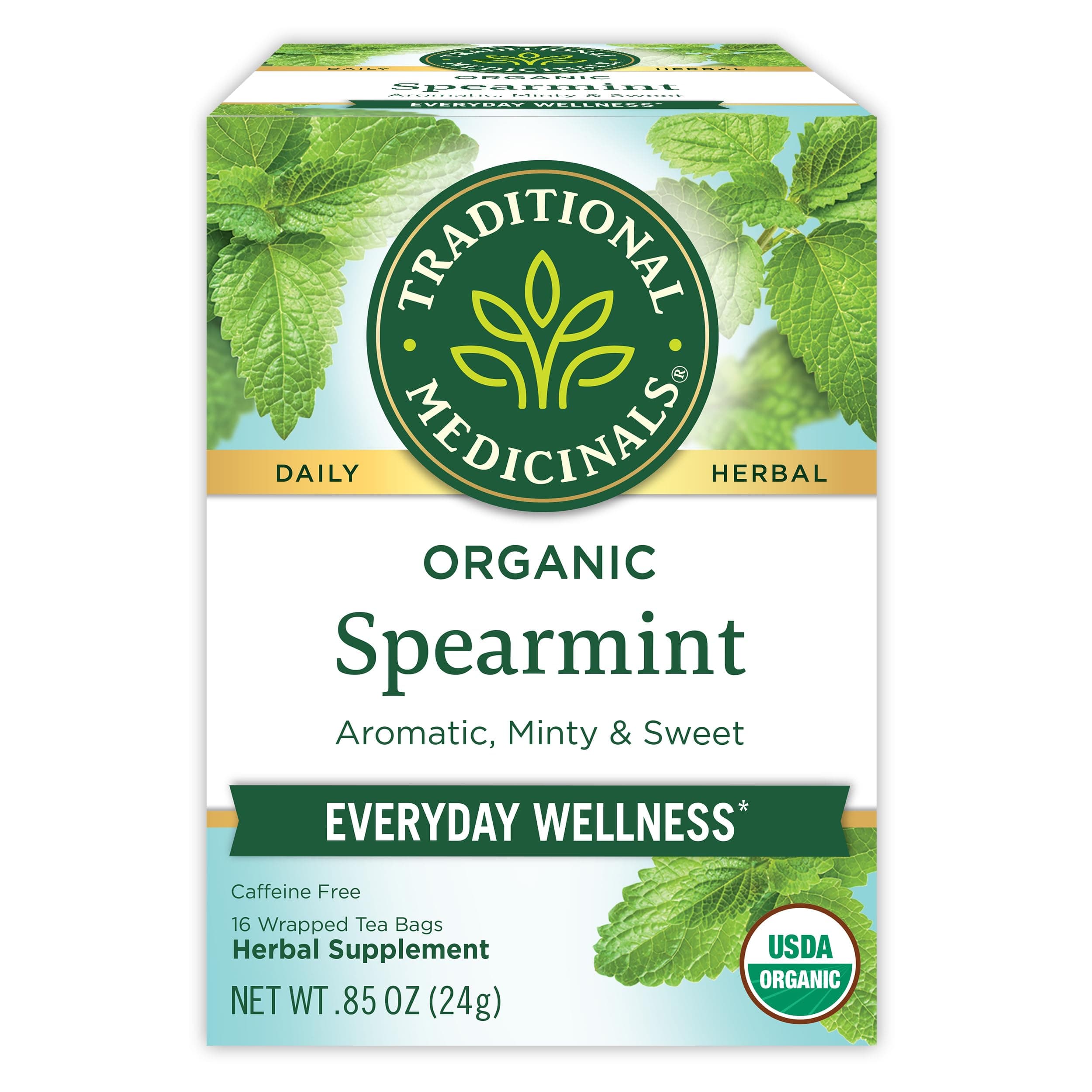 Traditional Medicinals Organic Spearmint Everyday Wellness Tea Bag | With Aromatic, Minty & Sweet Flavor | Caffeine Free | Herbal Supplement | 16 Tea Bags (Pack of 1) on Amazon.ae - Price Tracker