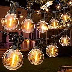 Necomi Festoon Lights Outdoor, 30M 50 Bulbs+2 Spares G40 LED Outdoor Lights, 【Shatterproof】 Waterproof Connectable Commercial Hanging Lights for Christmas Patio House Backyard Balcony Party (UK Plug) - Amazon.ae Price Tracker