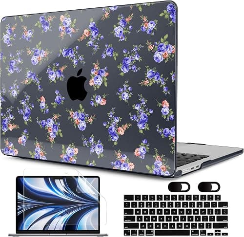 MEEgoodo Case for M4/M3/M2 MacBook Air 13.6 inch Case 2025 2024 2022, Fit Model A3240/A3113/A2681, Laptop Hard Shell with Keyboard Cover Compatible with MacBook Air 13 inch,Blue & Pink Roses on Amazon.ae - Price Tracker