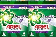 Ariel, Automatic Lavender Laundry Powder Detergent, for Stain Removal with 48 Hours of Freshness, 2.25Kg (Packaging May Vary) (Pack of 2) - متتبع أسعار Amazon.sa