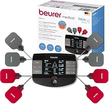 Beurer EM 89 Digital TENS/EMS Device with Heat Function, 4-in-1 Function for Pain Therapy, Muscle Stimulation, Massage and Heat Therapy, 4 Separately Adjustable Channels, 8 Electrodes & Battery - Amazon.ae Price Tracker