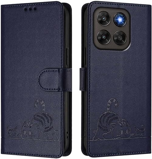 UPLAI Wallet Flip Case for Motorola Moto G87 5G / Moto G67/ Moto G77, Cute Cat Pattern Premium PU Shockproof Leather Cover with Kickstand, Card Slots RFID Blocking Magnetic Close, Blue on Amazon.ae - Price Tracker