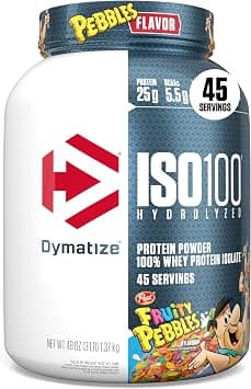 Dymatize ISO100 Hydrolyzed Protein Powder, 100% Whey Isolate Protein, 25g of Protein, 5.5g BCAAs, Gluten Free, Fast Absorbing, Easy Digesting, Fruity Pebbles, 3 Pound - Best Deal Finder