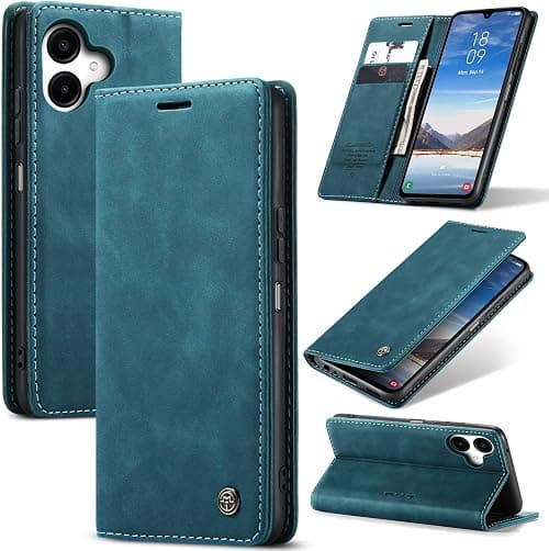 Case for Samsung Galaxy A06 4G/5G Premium Leather Protective Pouch Wallet Flip Case Magnetic Case Cover for Samsung Galaxy A06, Blue Green on Amazon.ae - Price Tracker