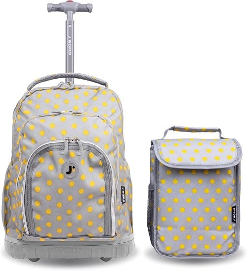 J World New York Luggage LOLLIPOP Kids'Rolling Backpack with Self-Magnetic Sparkling Wheel and'FREE'Lunch Bag على Amazon.ae - متتبع الأسعار
