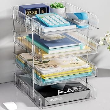 Paper Letter Tray Organizer, 4-Tier Acrylic Desk Organizers, Desktop File Organizer, Office Organization and Storage, Stackable Document Organizers for Office School and Home on Amazon.ae - Price Tracker