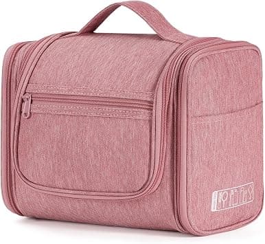 WANDF Large Hanging Toiletry Bag Travel Cosmetic Makeup Organizer Water-Resistant Shower Bathroom Bag for Women and Men (Dark Pink) on Amazon - Best Deal Finder