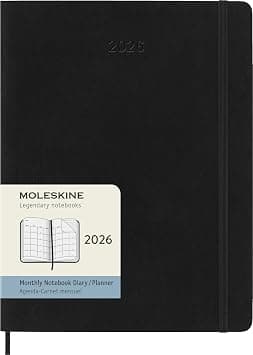 Moleskine Classic 12 Month 2026 Monthly Planner, Soft Cover, XL (7.5" x 9.75"), Black, 128 pages - Amazon.ae Price Tracker