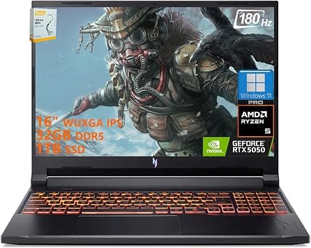 Acer Nitro V 16 AI Gaming Laptop | 16" WUXGA IPS 180Hz | AMD 6-Core Ryzen 5 240 | 32GB DDR5 1TB SSD | GeForce RTX 5050 8GB DLSS4 (Up to 440 AI Tops) | Backlit Keyboard Win11 Pro w/DLCA Accessory on Amazon.ae - Price Tracker