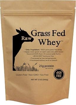 Raw Grass Fed Whey - Happy Healthy Cows, COLD PROCESSED Undenatured 100% Grass Fed Whey Protein Powder, GMO-Free + rBGH Free + Soy Free + Gluten Free + No Added Sugar, Unflavored, Unsweetened (12 OZ) on Amazon.ae - Price Tracker