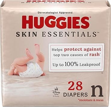 Huggies Size Newborn Diapers, Skin Essentials Baby Diapers, Size Newborn (6-9 lbs), 28 Count, Packaging May Vary - Amazon.ae Price Tracker