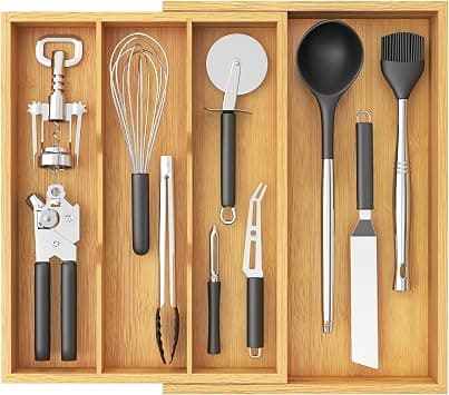 Lifewit Wooden Utensil Drawer Organiser, Extendable Kitchen Cutlery Tray on Amazon.ae - Price Tracker