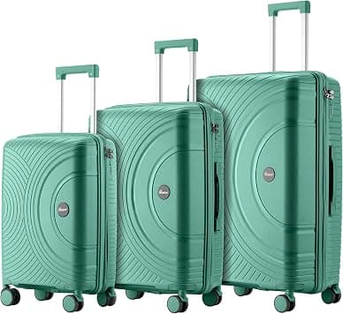 Senator Unisex PP Fashion Trolley Luggage Set Lightweight Hard-Shell Spinner luggage with 4 Double Spinner Wheel and 3-Digit Combination Lock KH1010 (Set of 3, Green) on Amazon.ae - Price Tracker