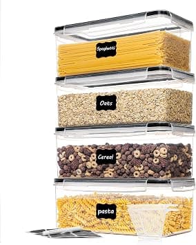 Vtopmart 4 PCS 3.2L Airtight Food Storage Container with Lids, Plastic Container Boxes for Pasta Organizer, BPA Free House Kitchen Pantry Organization and Storage on Amazon.ae - Price Tracker
