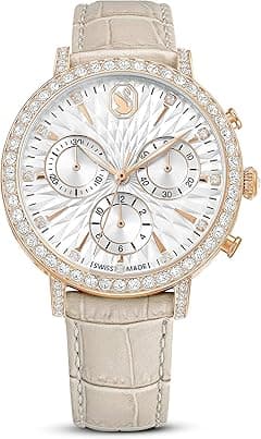 Swarovski Matrix Tennis Chrono Watch, Swiss Made, Leather Strap, Beige, Rose Gold-Tone Finish, Beige, strap - Amazon.ae Price Tracker