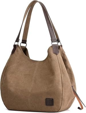 DOURR Women's Multi-pocket Shoulder Bag Fashion Cotton Canvas Handbag Tote Purse - Best Deal Finder