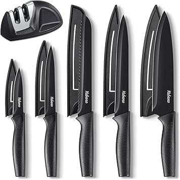 Yabano 5-Piece Kitchen Knife Set with Anti-Rust Coating, Compatible Dishwasher, Stainless Steel Chef Knives with 5 Blade Cases and Sharpener, Perfect Gift for Making on Amazon.ae - Price Tracker