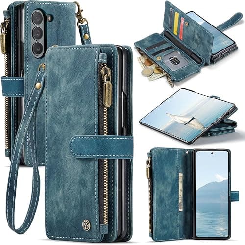 ELEPIK Galaxy Z Fold 6 Case, Z Fold 6 Wallet Case with S Pen Holder, Card Holder, Kickstand, Wristlet for Women Men, Durable Leather Magnetic Phone Case for Samsung Galaxy Z Fold 6, Elegant Blue. على Amazon.ae - متتبع الأسعار