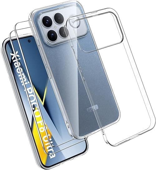 Effcotuo Case for Xiaomi Poco F8 Ultra Case with 2 Tempered Glass Screen Protector, Transparent Soft TPU Silicone Case Cover Shock Absorption and Anti-Scratch Case on Amazon.ae - Price Tracker