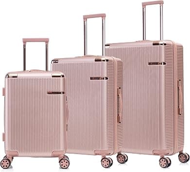 Senator Hard case luggage for Unisex ABS Lightweight 4 Double Wheeled Suitcase with Built-In TSA Type lock A5123 (Set of 3, Rose Gold) on Amazon.ae - Price Tracker
