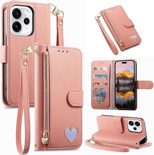 Ymyhyuxi Wallet Flip Case for Motorola Moto G77 5G, PU Leather with Zipper, Card Slots, Hand Strap, Kickstand, Heart Design Pink. on Amazon.ae - Price Tracker