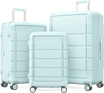 SHOWKOO Luggage Sets 3 Piece Expandable PC+ABS Hard Shell Suitcase Lightweight Durable Double Spinner Wheels 20"24"28"- Mint Green on Amazon.ae - Price Tracker