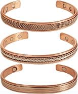 Touchstone-Kupferarmbänder | Geschenk für Männer und Frauen | verstellbarer, 100% reiner, massiver, echter Magnetschmuck | handgefertigtes Armband-Set | geflochtene tibetische Armreifen. - Best Deal Finder