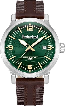 Timberland Westerley Men's Analog Watch - Green Dial, Brown Leather Strap, 46mm - TDWGN0029102 - Best Deal Finder