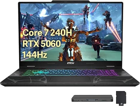 msi Cyborg 15.6" 144Hz FHD IPS Gaming Laptop, Intel Core 7-240H, 16GB RAM, 2TB Storage (1TB SSD+1TB Docking Station Set), NVIDIA GeForce RTX 5060, Backlit Keyboard, HD Webcam, Wi-Fi 6E, Win 11, Black on Amazon.ae - Price Tracker
