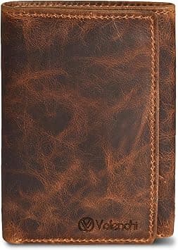VALENCHI Genuine Leather Mens RFID Blocking Slim Trifold Wallet with 6 Cards+1 ID Window + 2 Note Compartments. - Cognac - S on Amazon.ae - Price Tracker