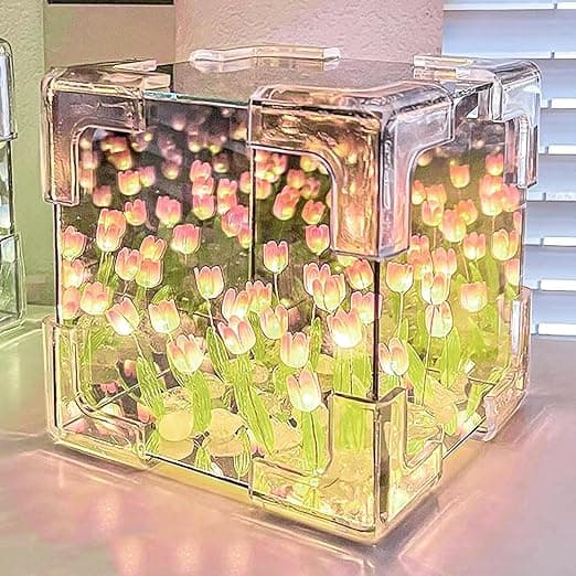 Excefore DIY Tulip Night Light, 21 Flowers Cloud Mirror Tulip Lamp, Infinity Mirror Lights, Light and Mirror 2 in 1 Portable LED Bedside Lamps, Flower Girl Gifts for Friends Couple Birthday on Amazon.ae - Price Tracker