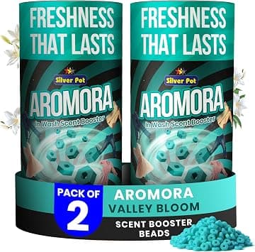 Silver Pot - AROMORA Valley Bloom Pack of 2, Laundry Perfume In-Wash Scent Booster Beads 200g each, Refreshing Long-Lasting Laundry Fragrance, Suitable for use with Fabric Softeners and Detergents on Amazon - Best Deal Finder