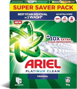 Ariel Automatic Powder Laundry Detergent, Original Scent, 5 kg - متتبع أسعار Amazon.sa