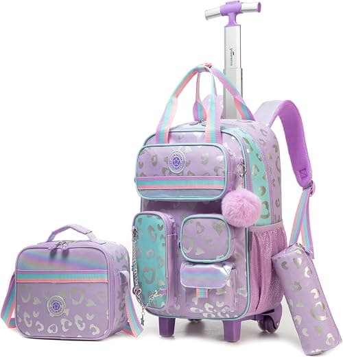 Rolling Backpack for Girls and Boys Backpack with Wheels Travel Luggage Suitcase على Amazon.ae - متتبع الأسعار