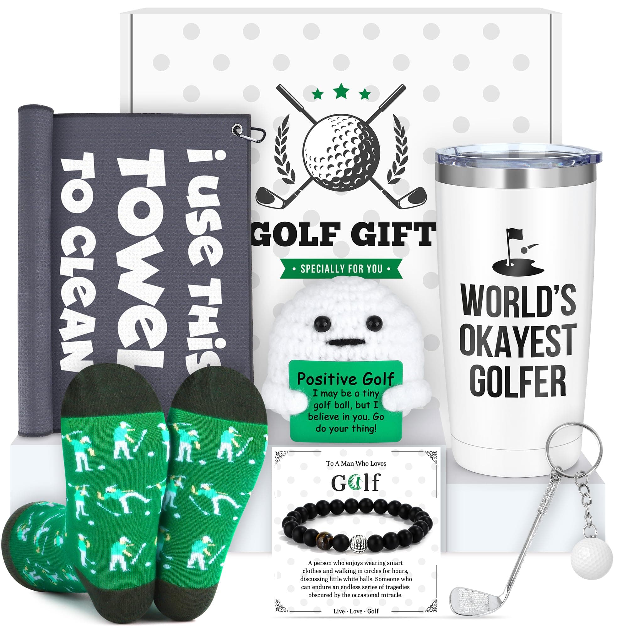 Golf Gifts for Men Unique Funny Golf Accessories for Men Cool Gifts for Golfers Lovers Gift Ideas for Him Dad Teen Boy Stuff Set Includes 20oz Tumbler Towel Socks Keychain Bracelet on Amazon.ae - Price Tracker