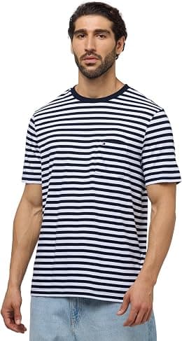 Tommy Hilfiger Mens Ess reg fit stripe p T-Shirts (pack of 1) - Best Deal Finder