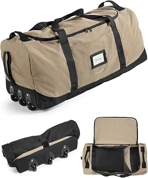 BAGSMART 83L Foldable Rolling Duffle Bag with Wheels, Large Duffle Bag for Travel, Travel Luggage Bag for Camping Sport College, Water Resistant, Brown, 83l Foldable Rolling Duffle Bag on Amazon.ae - Price Tracker
