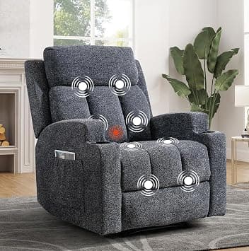ANJ Classic Manual Recliner Chair with Massage and Heat for Adults, Soft Fabric Recliners with Two Cup Holders, Overstuffed Heavy Duty Single Reclining Sofa for Living Room,Grey - Amazon.ae Price Tracker