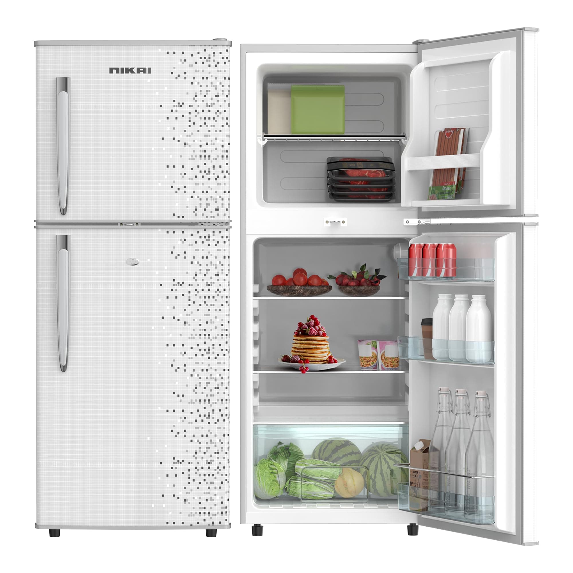 Nikai 200L Gross/127L Net, Double Door Refrigerator, Adjustable Glass Shelves, Defrosting, Temperature Control, Energy Saving R600A Gas, Silent Operation, For Home, Office & Hotels NRF200DN3M Silver on Amazon.ae - Price Tracker