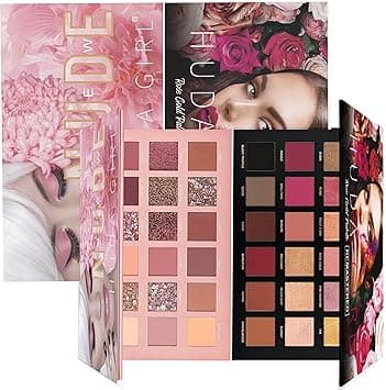 HUDA GIRL Beauty Rose Gold Remastered + Nude Edition Eyeshadow Palette Combo Kit - 36 Matte and Shimmer Finishes, Includes Black Eyeshadow - Complete Eye Shadow Palette Set on Amazon.ae - Price Tracker