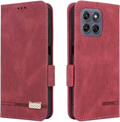 UPLAI Mobile Phone Case for Motorola Moto G77 5G, Premium Leather TPU Protective Case Magnetic Flip Wallet Card Slot 360 Shockproof Case with Stand Function Red on Amazon.ae - Price Tracker