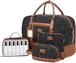 Wogarl Weekender Bags for Women Large Canvas Overnight Bag Travel Duffel Bags Carry on Shoulder Weekend Bag with Shoe Compartment for Travel Night Flight Daily Use, Black - Best Deal Finder
