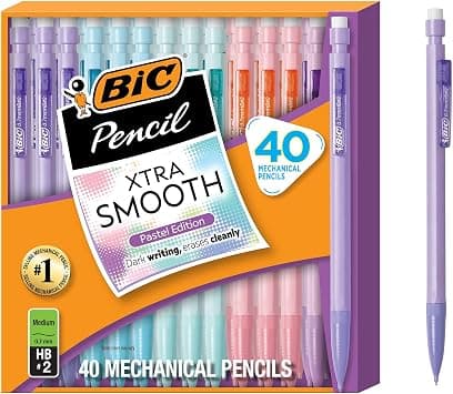 BIC Xtra-Smooth Pastel Mechanical Pencils with Erasers, Medium Point (0.7mm), 40-Count Pack, Bulk Mechanical Pencils for School or Office Supplies | No. 2 Lead Resists Smudging and Erases Cleanly, Smooth Reliable Writing, Pastel Barrels, Bulk Pack for Students and Teachers - Amazon.ae Price Tracker