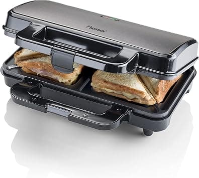 Bestron XL Sandwich maker for 2 sandwiches, Sandwich maker with non-stick coating & indicator light, 1000W, color: Titanium grey on Amazon.ae - Price Tracker