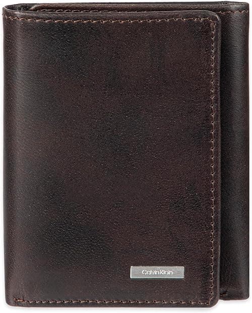Calvin Klein Men's Two-Tone Leather Trifold Wallet, Brown, One Size, Brown, One Size, Two-tone Leather Trifold Wallet on Amazon.ae - Price Tracker